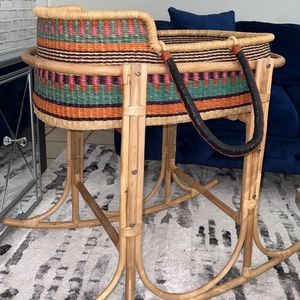 Handmade African Moses Basket With Rocker Stand.